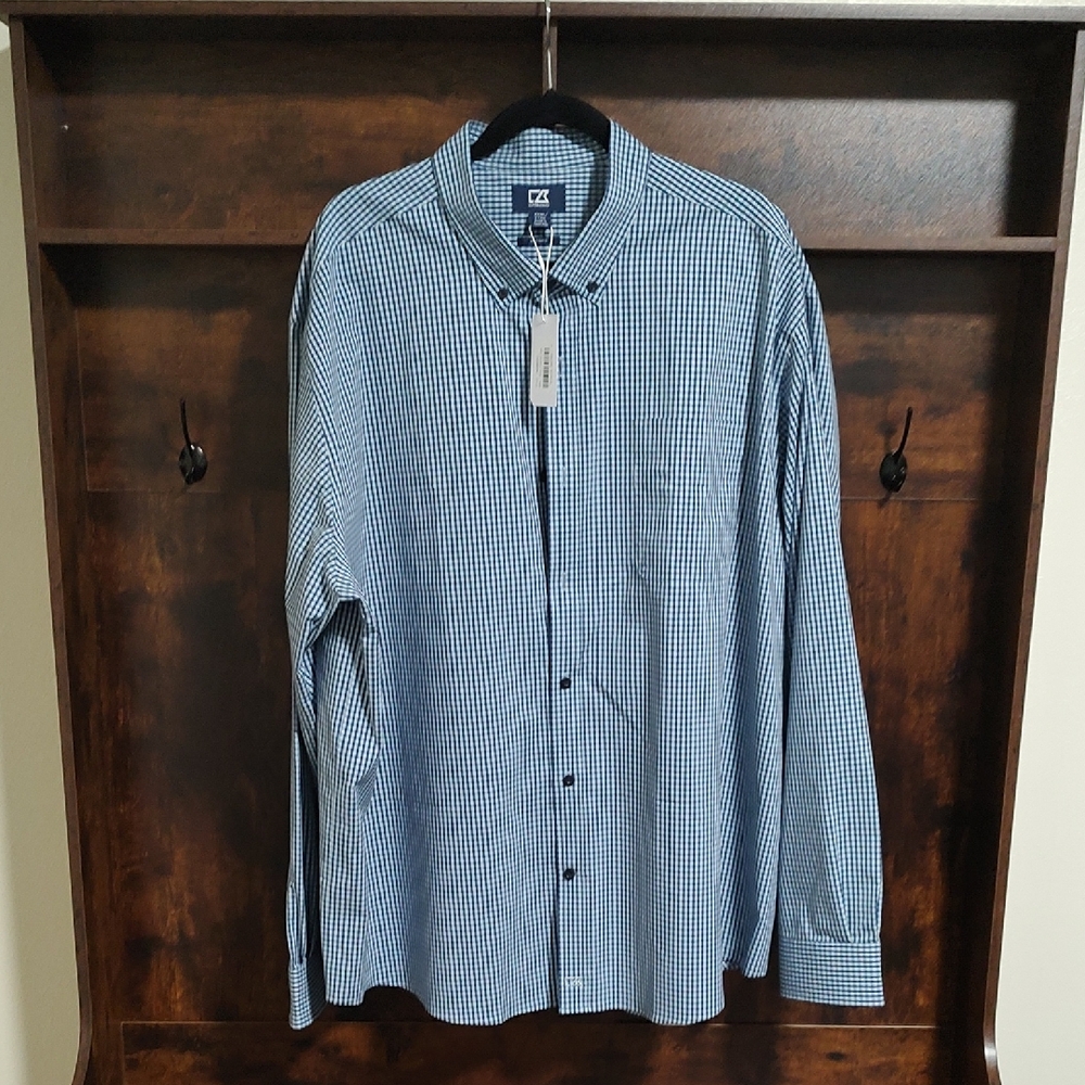 Men's Blue Checkered Button Down Shirt